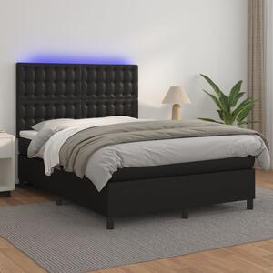 Box spring postel s matrací a LED černá 140 x 190 cm umělá kůže 3135939