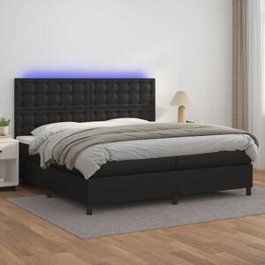 Box spring postel s matrací a LED černá 200x200 cm umělá kůže 3135963
