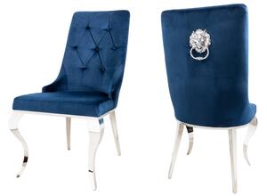 Invicta interior Jídelní židle Modern Barock samet, královská modrá, lví hlava - 2ks 41505