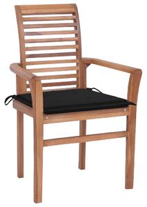 Jídelní židle 8 ks černé podušky masivní teak