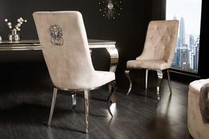 Invicta interior Jídelní židle Modern Barock samet, champagne, lví hlava - 2ks 41506