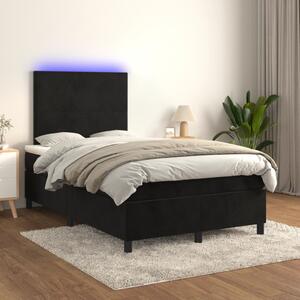 Box spring postel s matrací a LED černá 120x200 cm samet 3135995