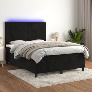 Box spring postel s matrací a LED černá 140x190 cm samet 3136001