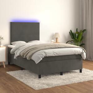 Box spring postel s matrací a LED tmavě šedá 120x200 cm samet 3135994