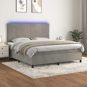 Box spring postel s matrací a LED světle šedá 160x200 cm samet 3136011
