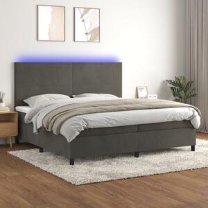 Box spring postel s matrací a LED tmavě šedá 200x200 cm samet 3136024