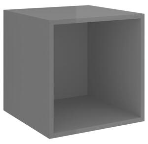 Nástěnná skříňka šedá s vysokým leskem 37x37x37 cm dřevotříska