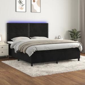 Box spring postel s matrací a LED černá 180x200 cm samet 3136079