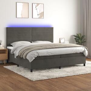 Box spring postel s matrací a LED tmavě šedá 200x200 cm samet 3136204