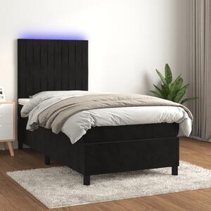 Box spring postel s matrací a LED černá 80 x 200 cm samet 3136211