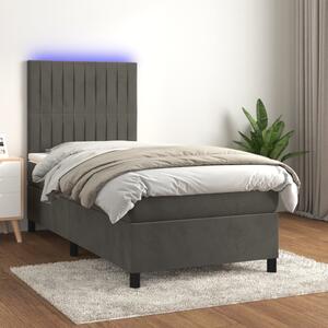 Box spring postel s matrací a LED tmavě šedá 80 x 200 cm samet 3136210
