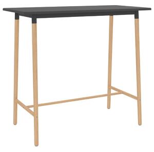 Barový stůl šedý 120 x 60 x 105 cm MDF a masivní bukové dřevo