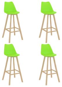 Barové stoličky 4 ks zelené PP a masivní bukové dřevo