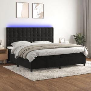 Box spring postel s matrací a LED černá 200x200 cm samet 3136385