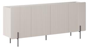 Komoda Malmi 200 cm čtyřdveřová - kašmír / crema bianca / černé nohy