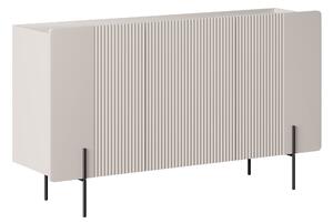 Komoda Malmi 150 cm třídveřová - kašmír / crema bianca / černé nohy