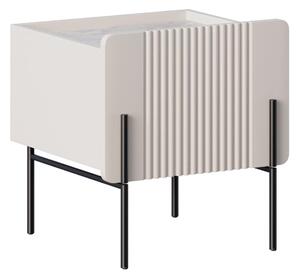 Noční stolek Malmi se zásuvkou 45 cm - kašmírová / crema bianca / černé nožky