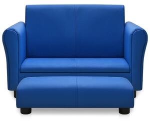 Dětská sedačka s podnožkou modrá umělá kůže