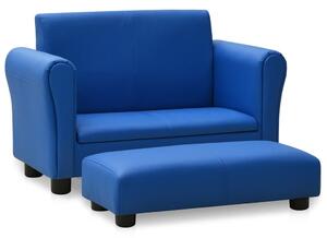 Dětská sedačka s podnožkou modrá umělá kůže