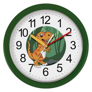 JVD Dětské netikající tiché zelené hodiny s motivem dinosaura JVD HP612.D15