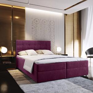 Čalouněná postel boxspring GLORIEN 140x200 cm purpurová Matrace: Matrace Bonell pružinová