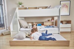 Patrová postel pro tři děti s šuplíkem Bibliobed