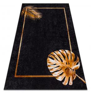 MIRO 51518.805 mycí kobereček Listy, rám protiskluz černý / zlatý velikost 120x170 cm | krásné koberce cz