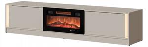 TV skříňka s krbem Arinka + LED, Barva: ořěch / černá 5903211538070