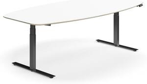 AJ Produkty Jednací stůl NOVUS, výškově nastavitelný, 2400x1200 mm, černá/bílá