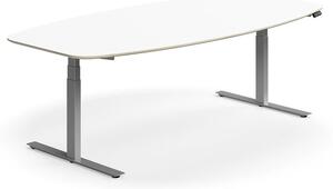 AJ Produkty Jednací stůl NOVUS, výškově nastavitelný, 2400x1200 mm, stříbrná/bílá
