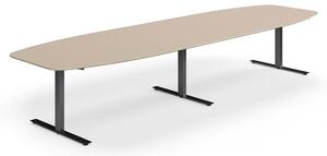 AJ Produkty Jednací stůl NOVUS, T-nohy, 4000x1200 mm, černá/jílově šedá
