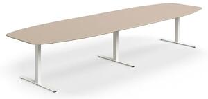 AJ Produkty Jednací stůl NOVUS, T-nohy, 4000x1200 mm, bílá/jílově šedá
