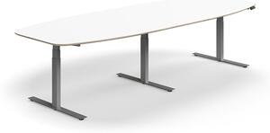 AJ Produkty Jednací stůl NOVUS, výškově nastavitelný, 3200x1200 mm, stříbrná/bílá