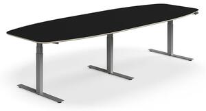 AJ Produkty Jednací stůl NOVUS, výškově nastavitelný, 3200x1200 mm, stříbrná/černá