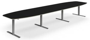 AJ Produkty Jednací stůl NOVUS, T-nohy, 4800x1200 mm, stříbrná/černá