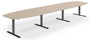 AJ Produkty Jednací stůl NOVUS, T-nohy, 4800x1200 mm, černá/jílově šedá