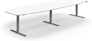 AJ Produkty Jednací stůl NOVUS, výškově nastavitelný, 4000x1200 mm, stříbrná/bílá