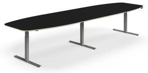 AJ Produkty Jednací stůl NOVUS, výškově nastavitelný, 4000x1200 mm, stříbrná/černá