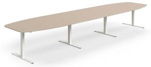 AJ Produkty Jednací stůl NOVUS, T-nohy, 4800x1200 mm, bílá/jílově šedá