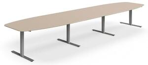 AJ Produkty Jednací stůl NOVUS, T-nohy, 4800x1200 mm, stříbrná/jílově šedá