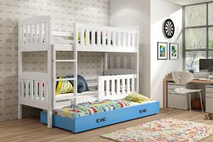 Dětská patrová postel s přistýlkou Kuba bílá/modrá