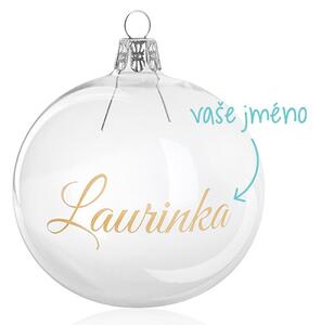 Vánoční pískovaná baňka se zlaceným jménem 8 cm
