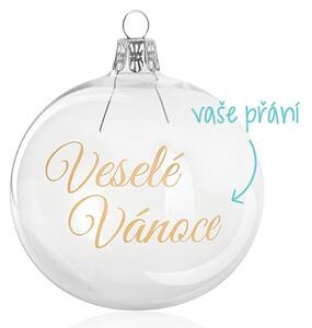 Vánoční pískovaná baňka se zlaceným přáním 8 cm