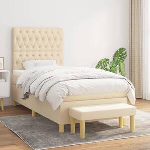Box spring postel s matrací krémová 90x190 cm textil 3137362