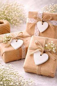 Dekorace závěsná bílá srdce 6 cm - 4 ks/bal 3001349