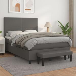Box spring postel s matrací šedá 140 x 190 cm umělá kůže 3137543
