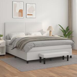 Box spring postel s matrací bílá 160x200 cm umělá kůže 3137552