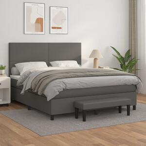 Box spring postel s matrací šedá 160x200 cm umělá kůže 3137555