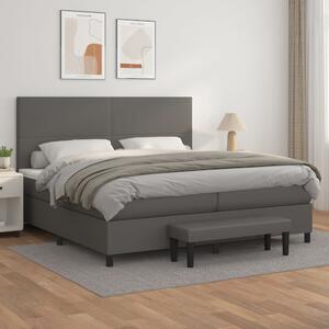 Box spring postel s matrací šedá 200x200 cm umělá kůže 3137567