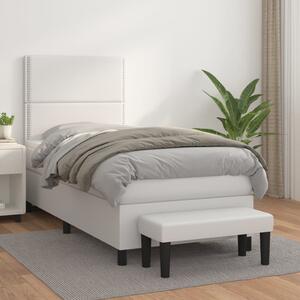 Box spring postel s matrací bílá 100x200 cm umělá kůže 3137588